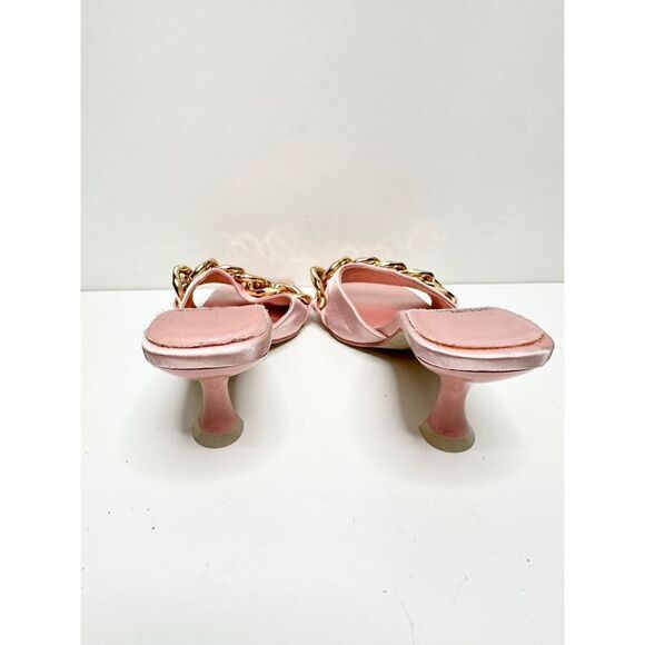 Jeffrey Campbell Sandals Womens Size 5 Pink Satin Chain Slip On Shoes Barbiecore - Picture 9 of 11